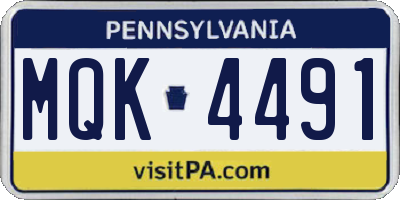 PA license plate MQK4491