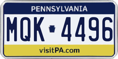 PA license plate MQK4496