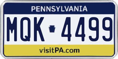 PA license plate MQK4499