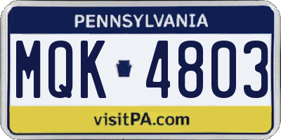 PA license plate MQK4803