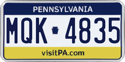 PA license plate MQK4835