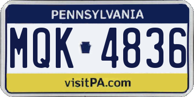 PA license plate MQK4836