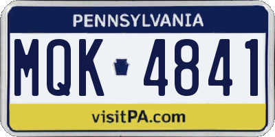 PA license plate MQK4841