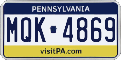 PA license plate MQK4869