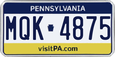 PA license plate MQK4875