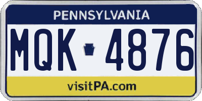 PA license plate MQK4876