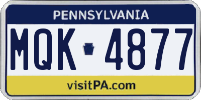 PA license plate MQK4877
