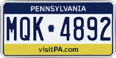 PA license plate MQK4892