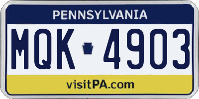 PA license plate MQK4903