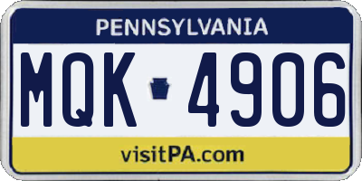 PA license plate MQK4906