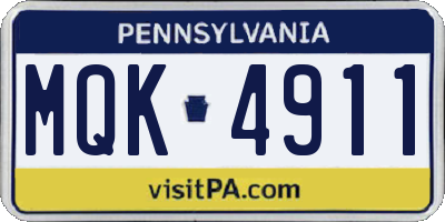 PA license plate MQK4911