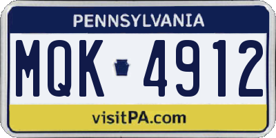 PA license plate MQK4912