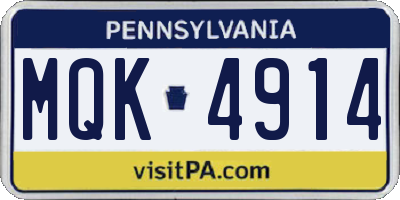 PA license plate MQK4914