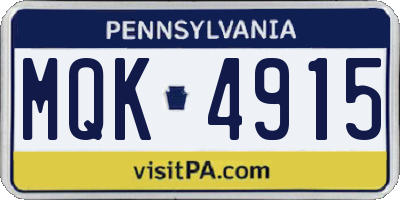 PA license plate MQK4915