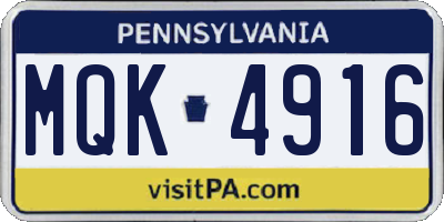 PA license plate MQK4916