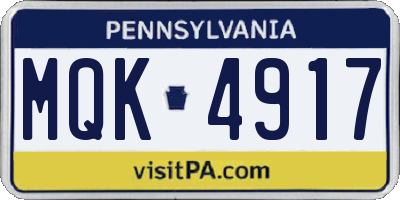 PA license plate MQK4917
