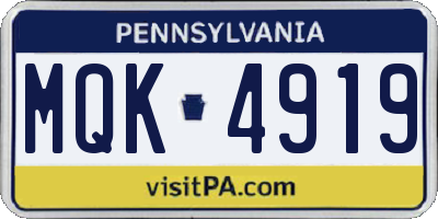 PA license plate MQK4919