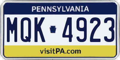 PA license plate MQK4923