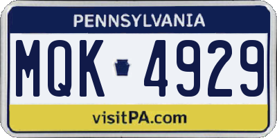 PA license plate MQK4929