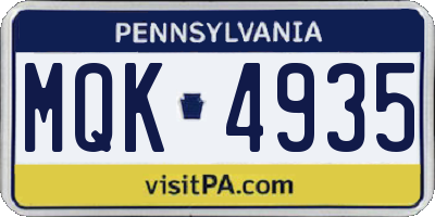 PA license plate MQK4935