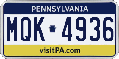 PA license plate MQK4936