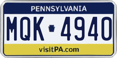 PA license plate MQK4940