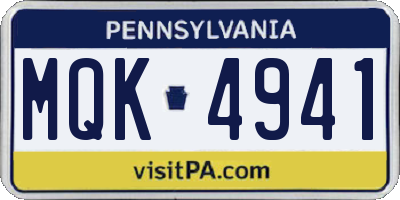 PA license plate MQK4941
