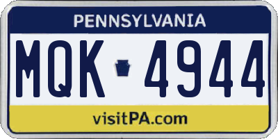 PA license plate MQK4944