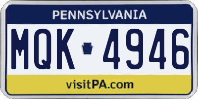 PA license plate MQK4946