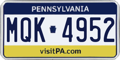 PA license plate MQK4952