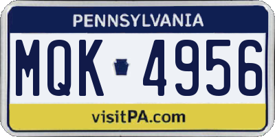 PA license plate MQK4956