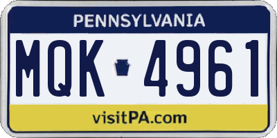 PA license plate MQK4961