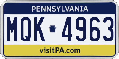 PA license plate MQK4963