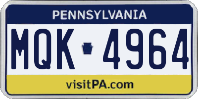 PA license plate MQK4964