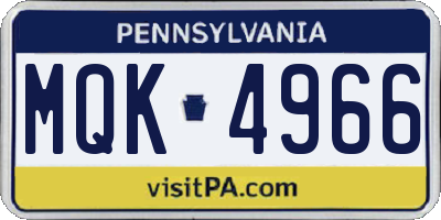 PA license plate MQK4966