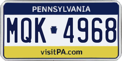 PA license plate MQK4968