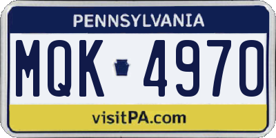 PA license plate MQK4970