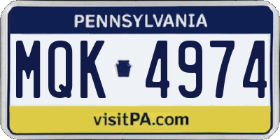 PA license plate MQK4974