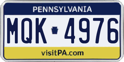 PA license plate MQK4976