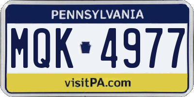 PA license plate MQK4977
