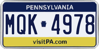 PA license plate MQK4978