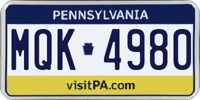 PA license plate MQK4980