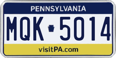 PA license plate MQK5014