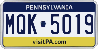 PA license plate MQK5019