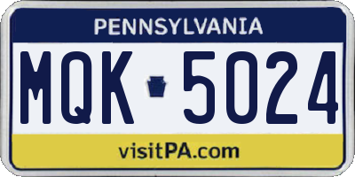 PA license plate MQK5024