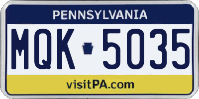 PA license plate MQK5035