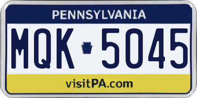 PA license plate MQK5045