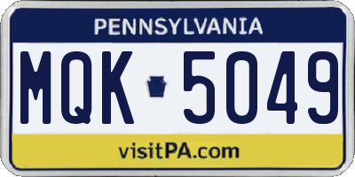 PA license plate MQK5049
