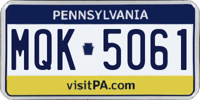 PA license plate MQK5061