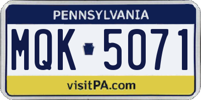 PA license plate MQK5071